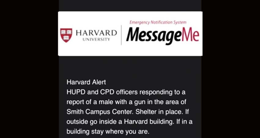Cae hombre armado en universidad de Harvard