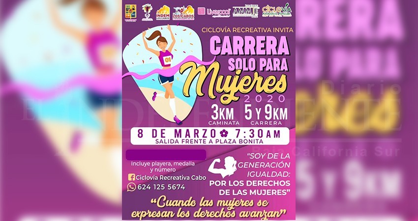 Mujeres conmemorarán su día con una carrera en la ciclovía