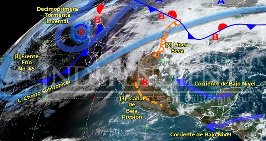 Nueva tormenta invernal mantiene pronóstico de lluvias, nublados y vientos en BCS 