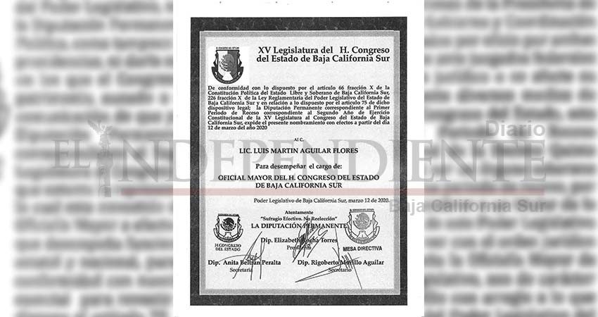 Publica Gobierno estatal otro nombramiento para minoría del Congreso BCS