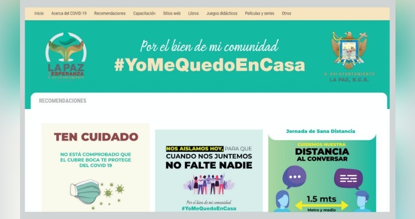 Lanza Ayuntamiento de La Paz portal con recomendaciones para cuarentena en casa