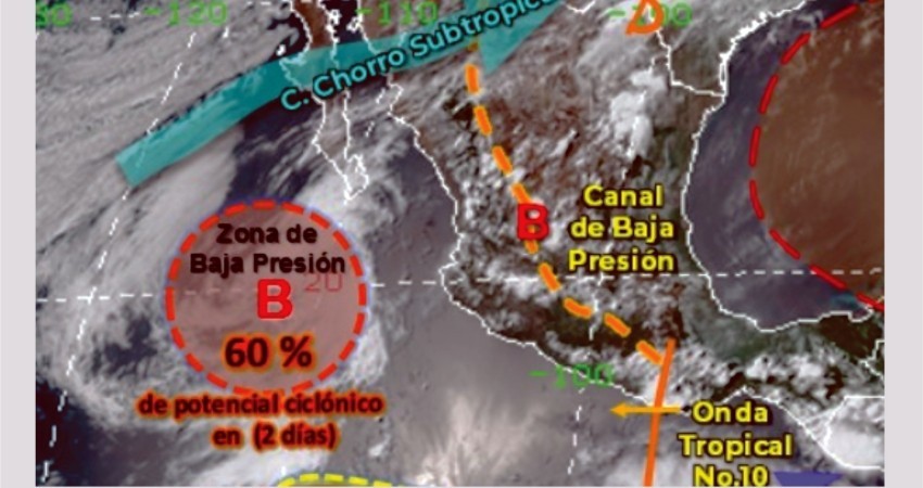 Baja presión en el Pacífico favorecerá la presencia de lluvias al sur de la entidad