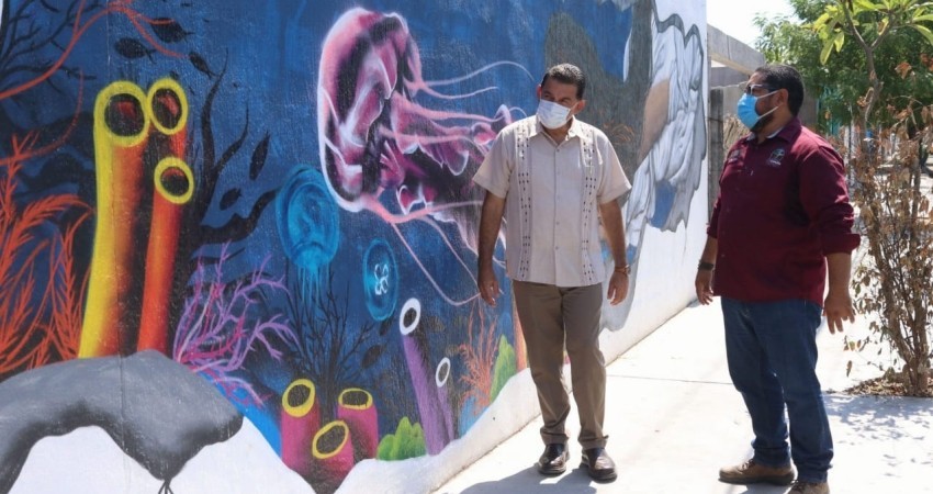 Más del 80% de avance presenta el proyecto de muralismo “Ciudad Marina”