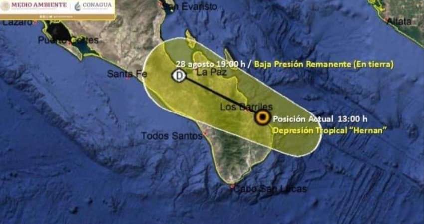 “Hernan” toca tierra, como post ciclón tropical, al nor-noroeste de CSL