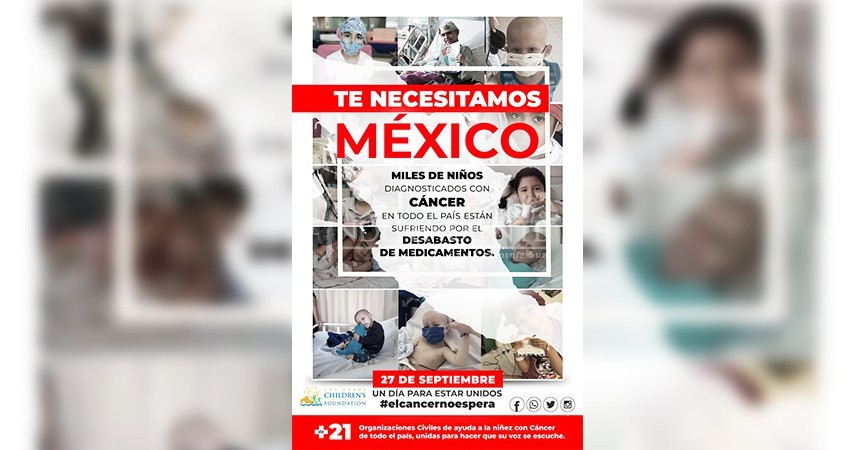 22 organizaciones civiles se unen para exigir abasto de medicamento para niños con cáncer