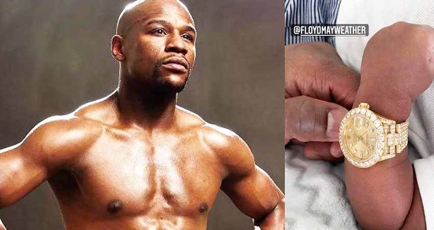 Floyd Mayweather Jr. le regaló un Rolex de diamantes a su nieto...¡de apenas 5 semanas de nacido!