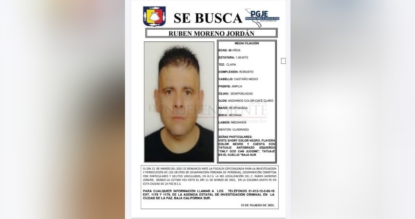 Sigue la búsqueda de Rubén Moreno, desaparecido desde el 11 de marzo