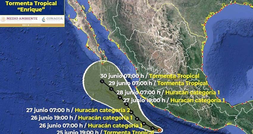Vigila Protección Civil estatal trayectoria de "Enrique”
