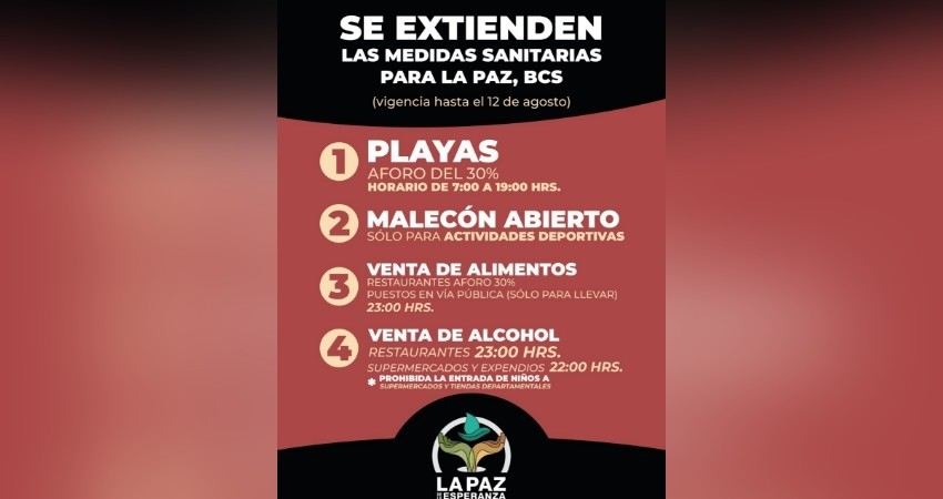 Continúan las medidas sanitarias por COVID-19 para La Paz