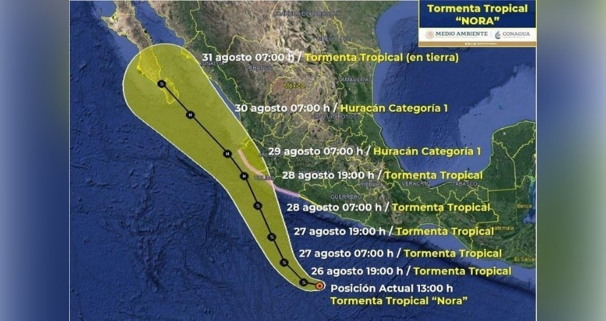 Tormenta “Nora” mantiene trayectoria hacia BCS