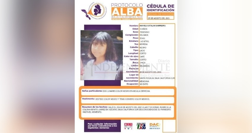 Continúa la búsqueda de la adolescente desaparecida hace un mes en Mulegé