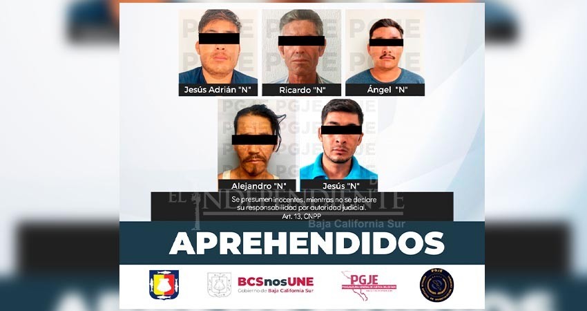 Detienen a 5 personas por diversos delitos en BCS