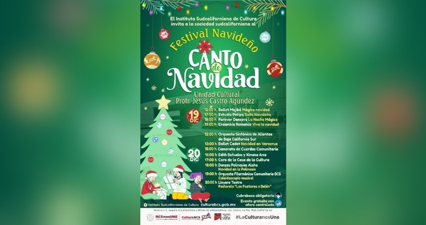 19 y 20 de diciembre se realizará el festival navideño “Canto de navidad”