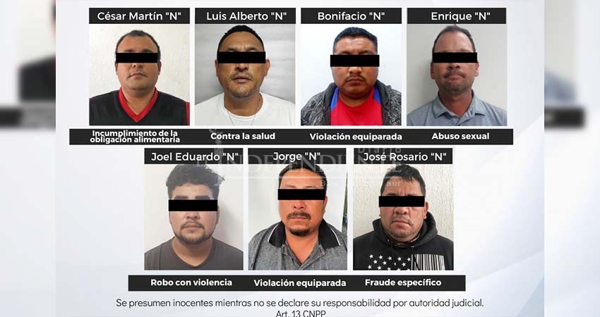 Fueron 7 aprehendidas en Los Cabos, La Paz y Mulegé por diversos delitos