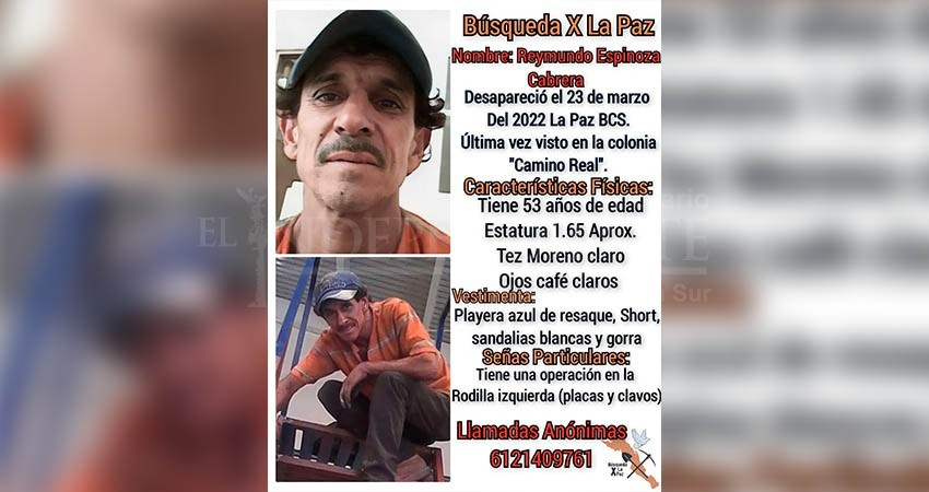 Buscan a Raymundo, visto por última vez el 23 de marzo en Camino Real