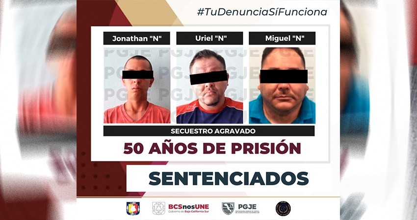 Obtiene PGJE tres sentencias ejemplares de 50 años de prisión para 3 sujetos responsables de secuestro en ciudad constitución