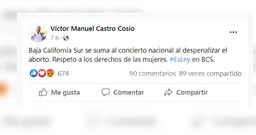 Celebra Castro Cosío despenalización del aborto en BCS; fija postura a favor de la adopción homoparental
