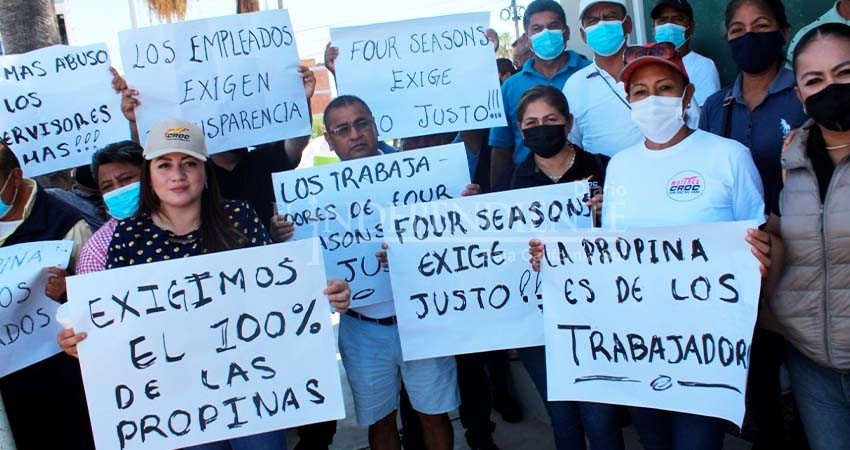 Que "no se roben la propina"; hasta La Paz trajeron su reclamo trabajadores de hotel cabeño