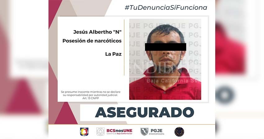 Asegura PGJE a chiapaneco en posesión de 250 dosis de droga