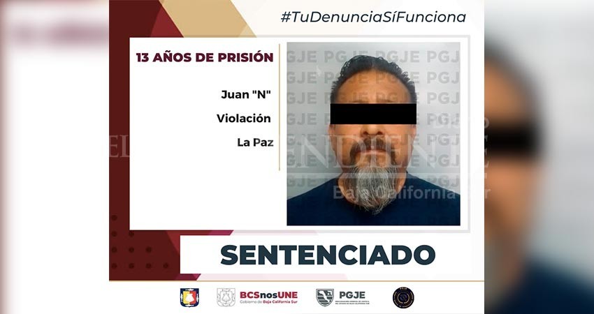 Por el delito de  violación dan más de 13 años de prisión a Juan “N”