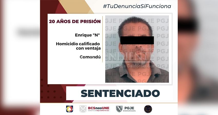 Dan 20 años de prisión por homicidio calificado con ventaja a Enrique “N”