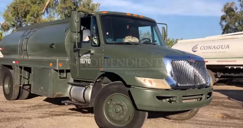 Ante paro de piperos, Ayto La Paz surte agua por medio de la SEDENA, Marina, API y Bomberos