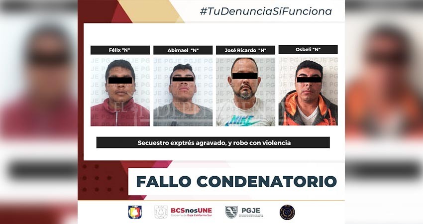 Prueban culpabilidad de cuatro hombres en secuestro exprés y robo con violencia en Los Cabos