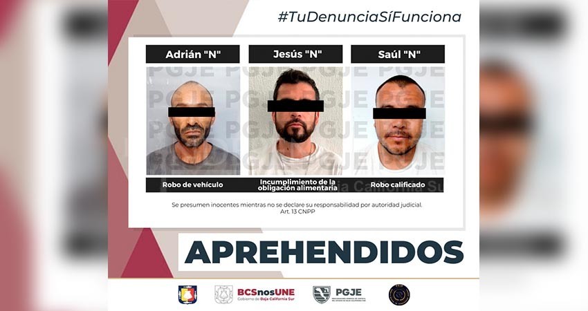 Fueron detenidos tres hombres por diversos delitos