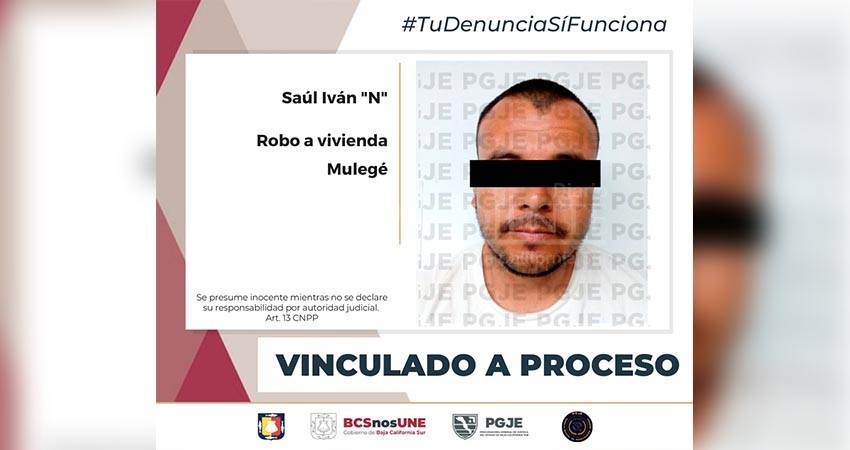 Queda en prisión preventiva y vinculado a proceso por robo a vivienda en Mulegé