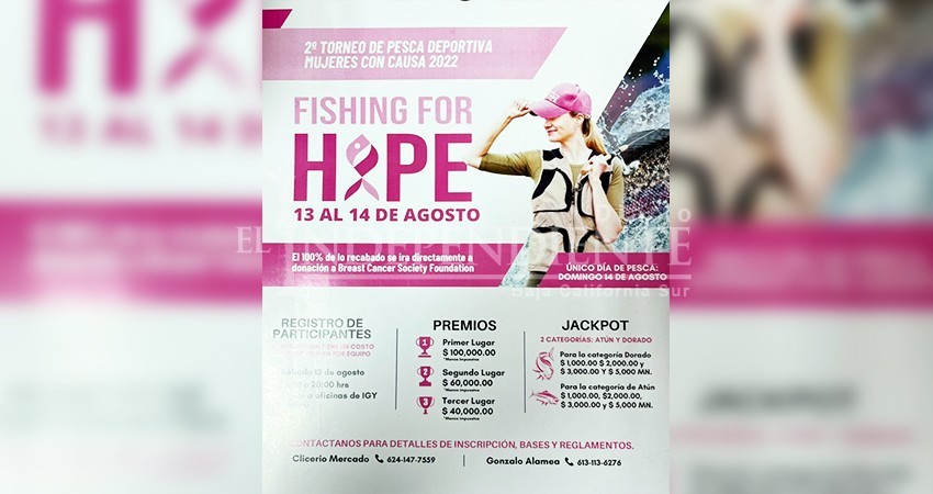 Todo listo para torneo de pesca femenil “Fishing For Hope”; garantizan bolsa de 250 mil pesos en premios
