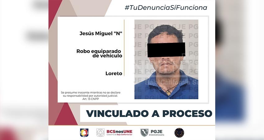 Miguel “N” es vinculado a proceso por robo equiparado de vehículo en Loreto
