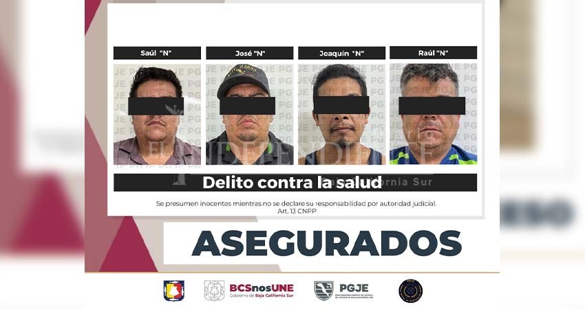 Aseguran a cuatro hombres por presunta venta de narcóticos en Los Cabos