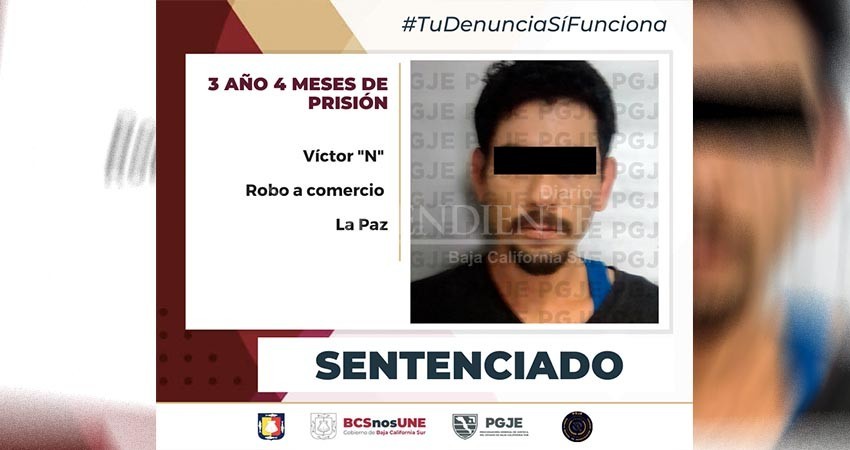 Víctor “N” pasará 3 años 4 meses en prisión por robo a una tienda oxxo en La Paz