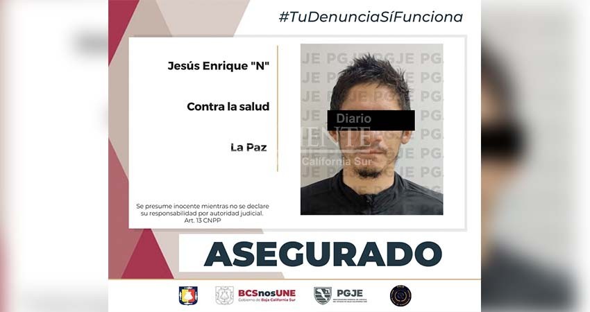 Asegura PGJE a hombre por narcomenudeo tras cateo en inmueble