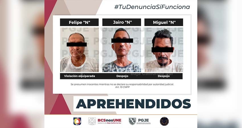 Ejecutan 3 órdenes de aprehensión contra 3 hombres por diversos delitos en Los Cabos