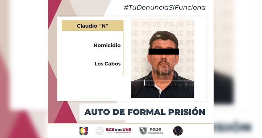 Auto de formal prisión contra Claudio “N” por homicidio en La Paz