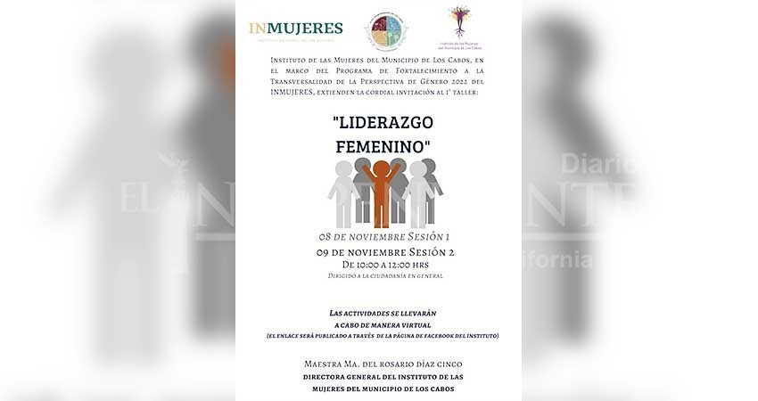 El Instituto de la Mujer invita a la comunidad a participar en el taller “Liderazgo Femenino”