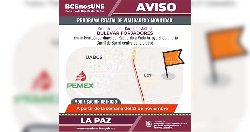 Lunes 21 inicia rehabilitación de bulevar Forjadores