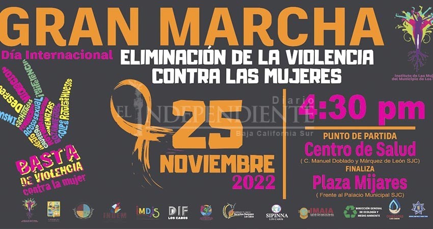 Ayto Los Cabos invita a participar en la “Gran Marcha por el Día Internacional de la Eliminación de la Violencia Contra las Mujeres”
