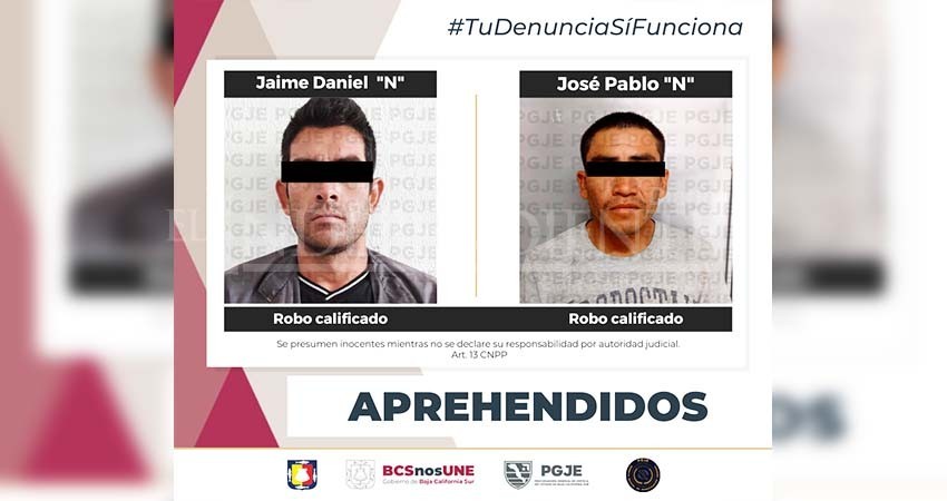Fueron aprehendidas dos personas por el delito de robo