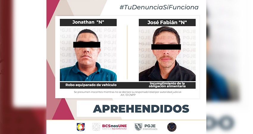 Son detenidos dos sujetos por su probable responsabilidad en diversos delitos