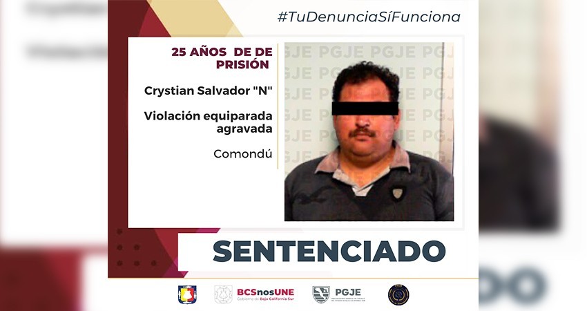 Salvador “N” pasará  25 años en prisión por 2 cargos de violación equiparada agravada