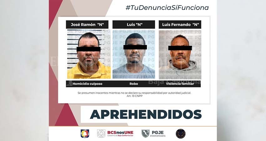 Ejecutan tres órdenes de aprehensión en La Paz y Los Cabos por diversos delitos