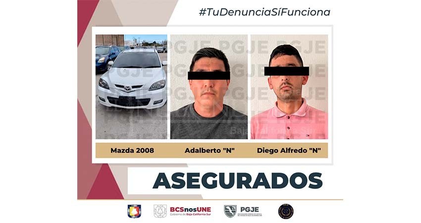 Son detenidos dos hombres, les aseguran droga y un vehículo