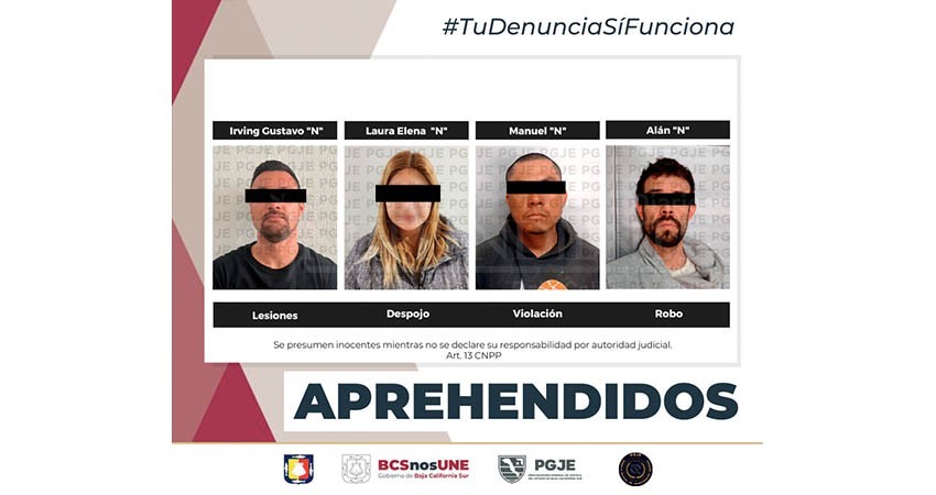 Fueron aprehendidos 4 hombres por diversos delitos
