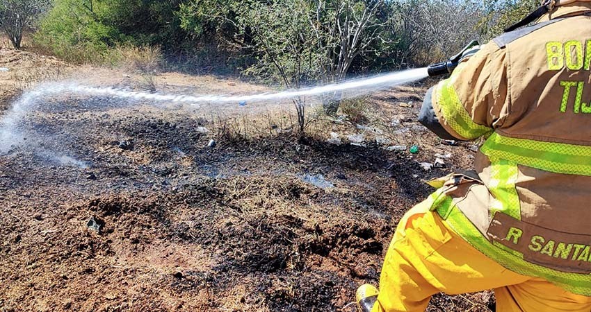 Combaten cuerpos de emergencia, incendio forestal en poblado de San Pedro
