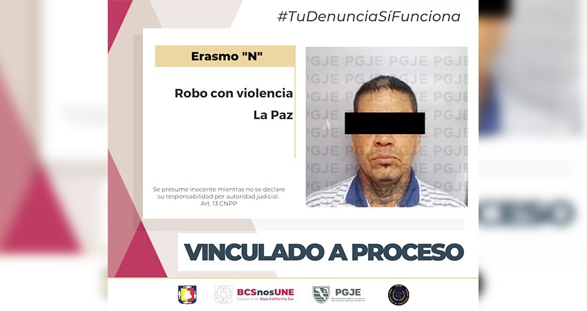 Aprehende PGJE a probable responsable de robo con violencia en La Paz
