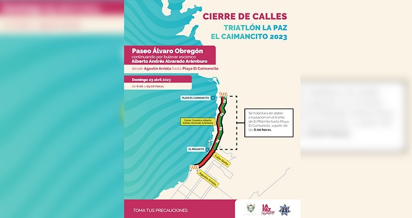 Estará cerrado el malecón de La Paz por Triatlón La Paz El Caimancito 2023
