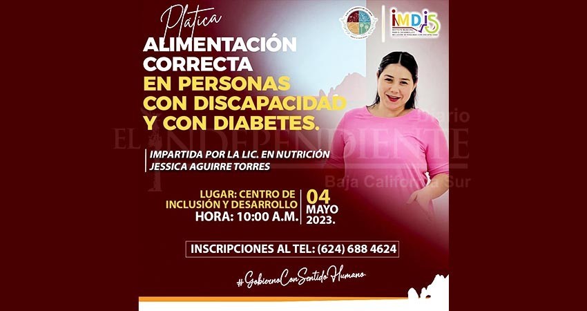 IMDIS Los Cabos impartirá plática “Alimentación Correcta en Personas con Discapacidad y con Diabetes”