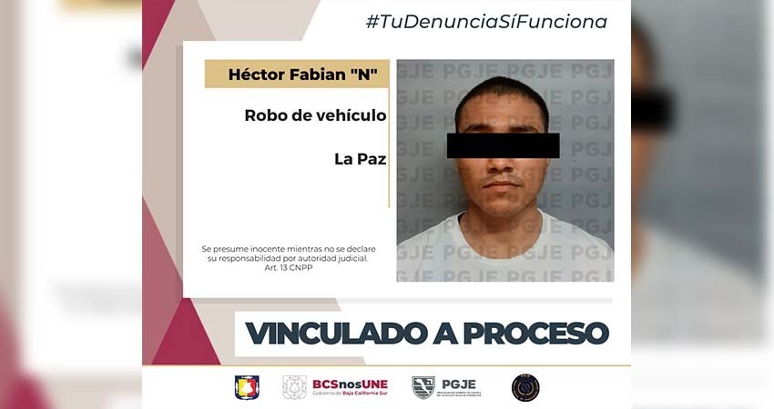 Fabian “N” quedó vinculado a proceso por robo de vehículo en La Paz